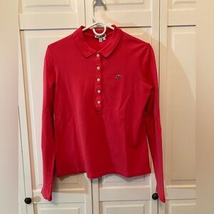 Lacoste pink long-sleeve polo, size 40